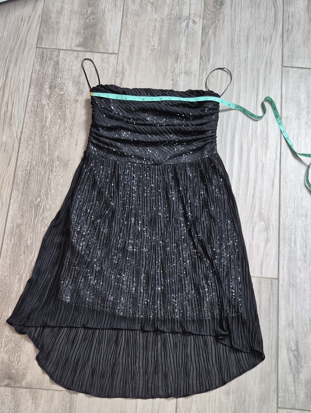 Express Black Strapless High-Low Sequin Dress